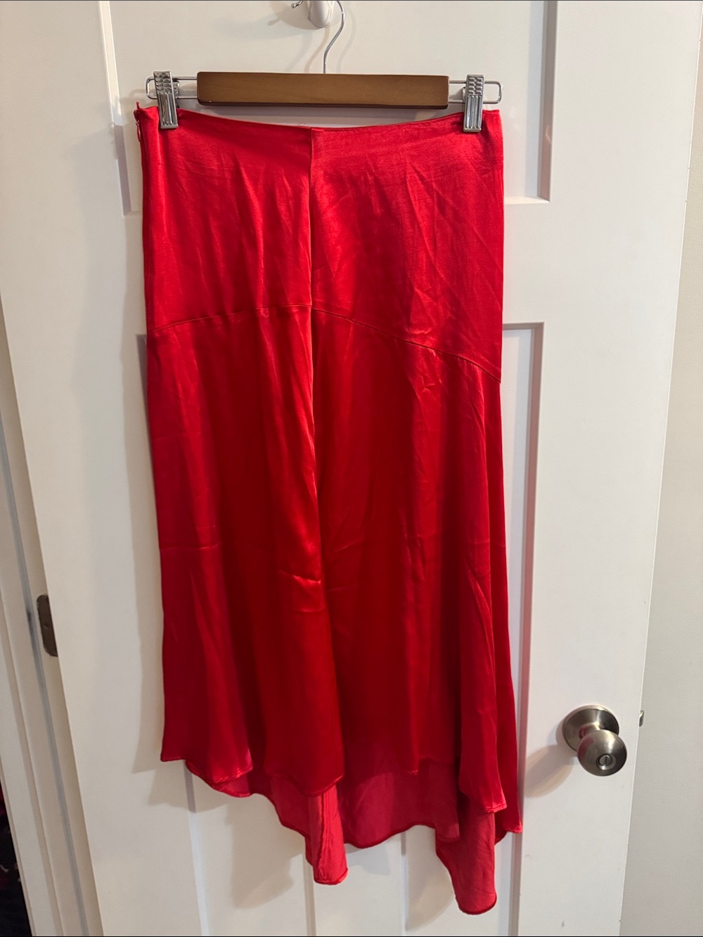 Red Women's Flowing Midi Skirt